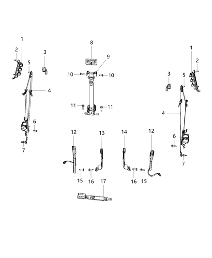 Seat Belt Front Outer Diagram for 5KP971X7AG