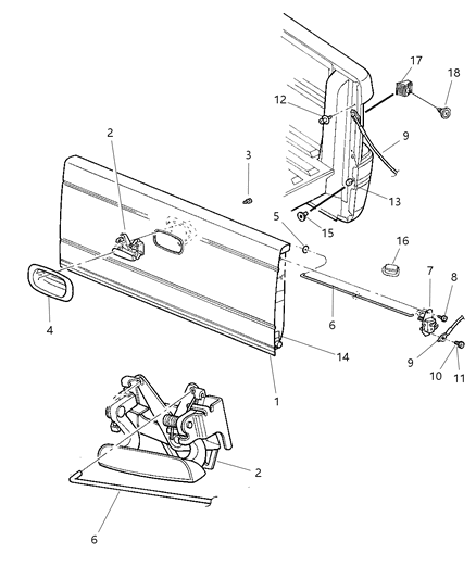 Cable Tailgate Diagram for 55174826AB