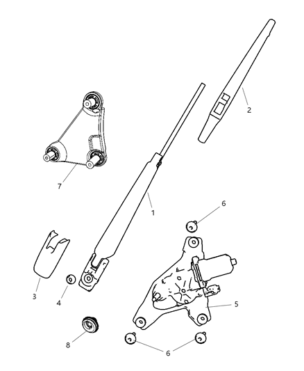 2002 Dodge Caravan Motor Liftgate Wiper Diagram for 55079212AA