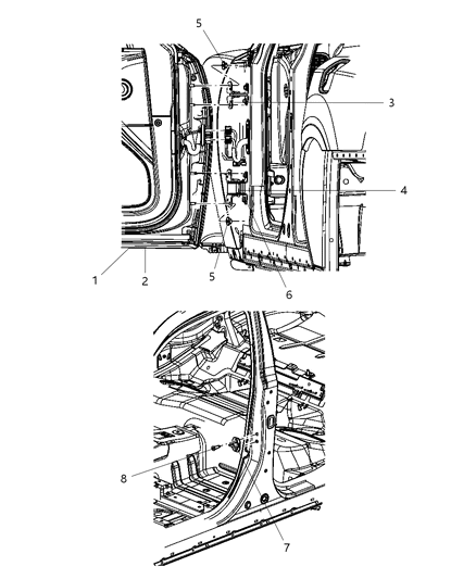 2000 Dodge Ram 2500 Door Front Diagram for 68127960AA