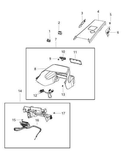 Bracket Floor Console Diagram for 68490238AA