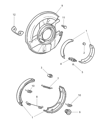 2005 Chrysler Crossfire Shoe Kit Brake Diagram for 5143676AA