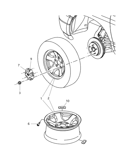 Cap Wheel Center Chrome Diagram for 52121450AA