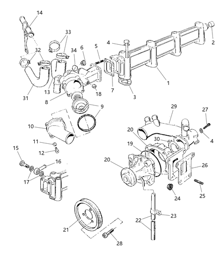 2010 Chrysler 300 Gasket, Thermostat To Water Manifold Diagram for 4778971