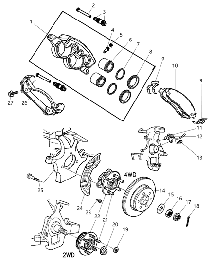 Bleeder Screw Brake Diagram for 5093343AA