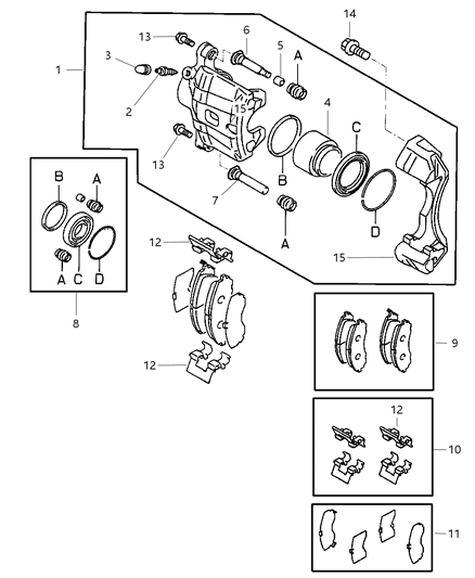 2001 Chrysler PT Cruiser Bushing Front Brake Diagram for MN102113