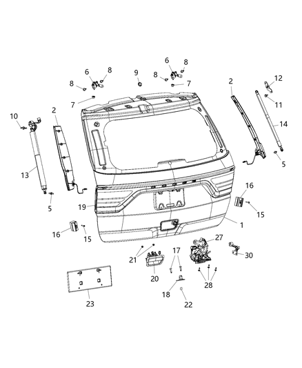 2018 Dodge Durango Latch Lift Gate Diagram for 68212446AD