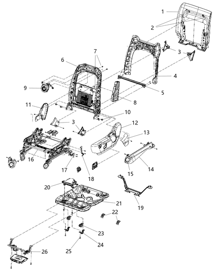 2019 Jeep Grand Cherokee Panel Front Seat Back Diagram for 1UP05DX9AA