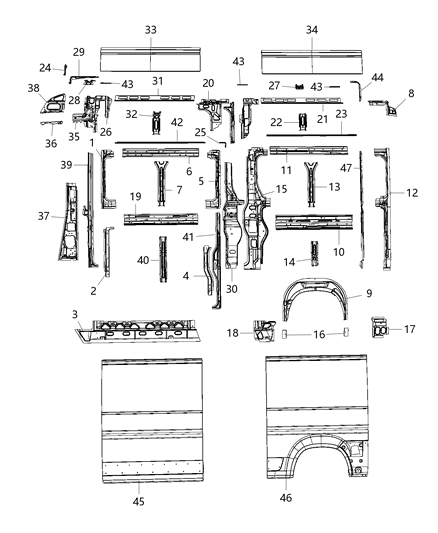 1990 Dodge Ramcharger Reinforcement C - Pillar Diagram for 68199600AA