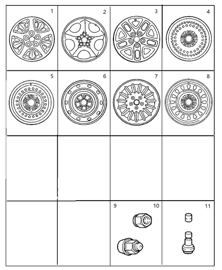 2000 Dodge Grand Caravan Wheel Aluminum Diagram for UC82PAKAA
