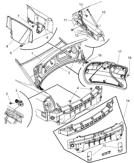 Cover Decklid Interior Trim Diagram for 4628936AC