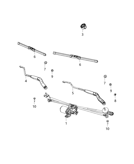 Motor Windshield Wiper Diagram for 68050422AC