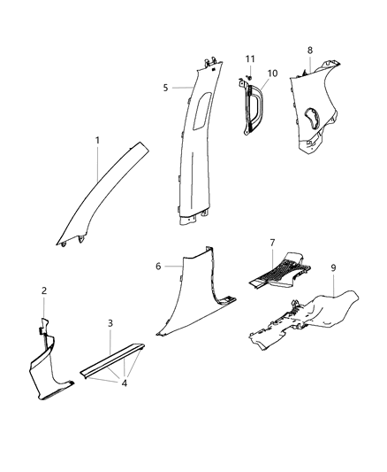 Handle Grab On Upper B - Pillar Trim Diagram for 1NS88DX9AB