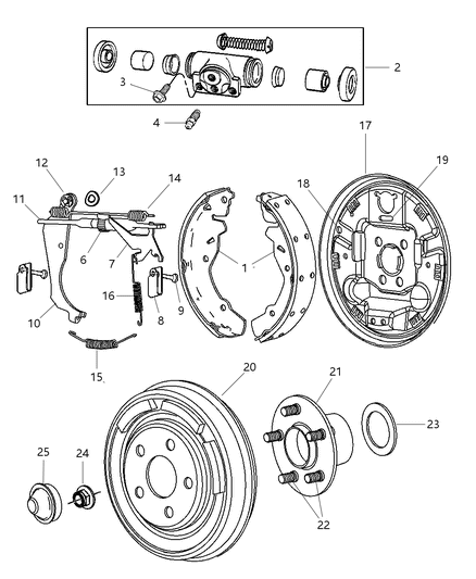 1986 Dodge 600 Shoe And Lining Package Diagram for V2021537AD