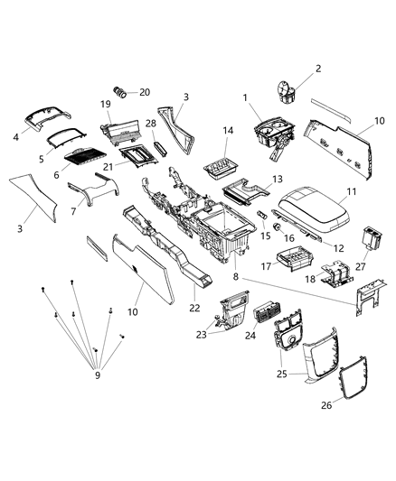 2008 Dodge Ram 2500 Mat Shifter Bezel Diagram for 68477550AA