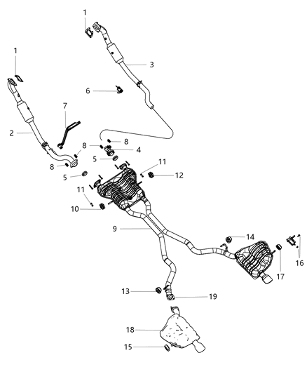 Resonator And Tailpipe Exhaust Diagram for 68105750AE