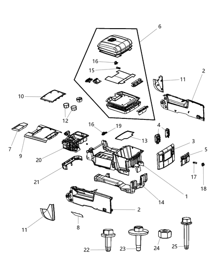 2003 Chrysler Concorde Armrest Console Diagram for 1NN17XDVAB