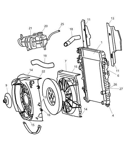 Radiator Engine Cooling, 25 Pc Min Qty Mix & Match Diagram for 52080120AC