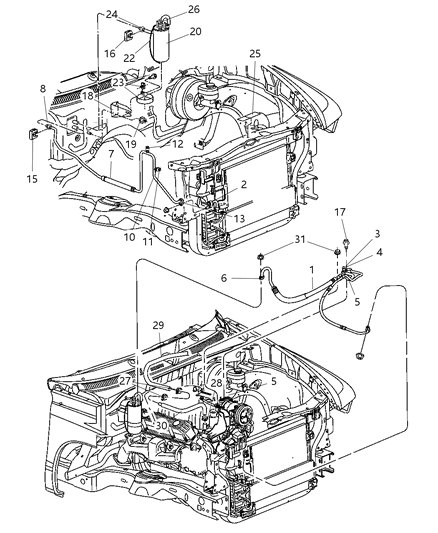 Hose And Sleeve Thermostat To Core Diagram for 55057223AB