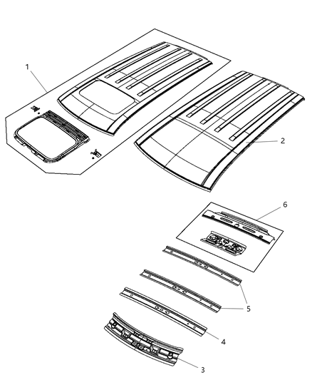 Panel Roof Without Sunroof Opening Diagram for 68051463AA