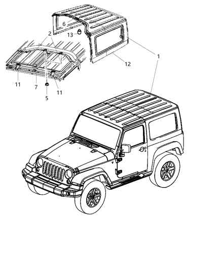 1985 Jeep J20 Hardtop Replacement Parts Are Paint As Required Diagram for 1PJ03GW7AK