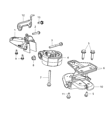Bracket Engine Mount Diagram for 5147847AC