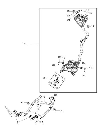 1985 Dodge Ram 50 Muffler And Tailpipe Exhaust Diagram for 68276642AA