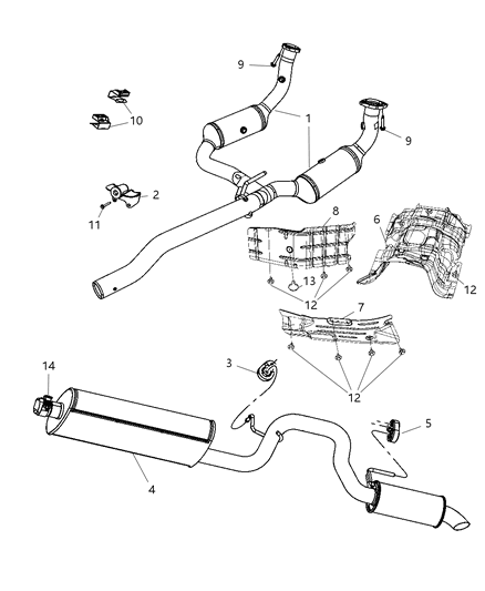 Muffler And Tailpipe Exhaust Diagram for 52125078AE