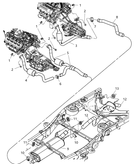 Muffler And Tailpipe Exhaust Diagram for 52103711AG
