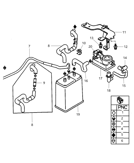 Valve Fuel Vapor Control Check Diagram for MR552719