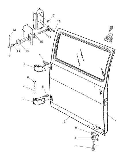 1997 Dodge Ram Van Pin Cargo Hinges Diagram for 55075208