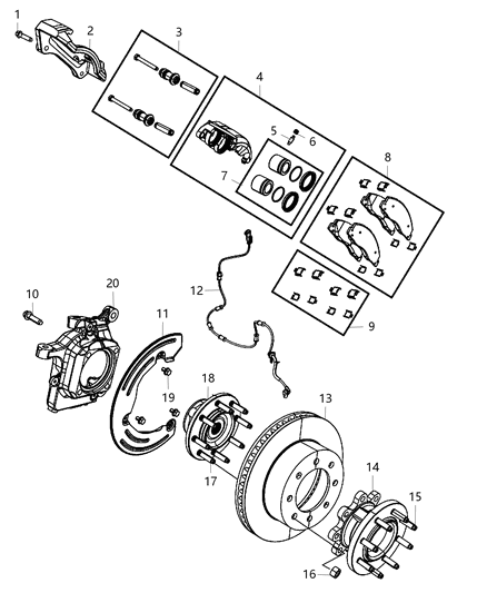 Pad Kit Front Disc Brake Diagram for 68461656AA