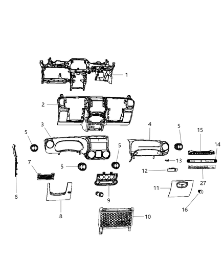 Panel Instrument Panel Diagram for 5XT92VT9AA