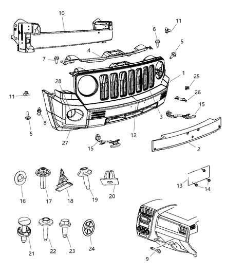 Fascia Front Diagram for 68021311AA