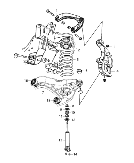 2007 Jeep Patriot Bushing Control Arm Diagram for 68111083AA