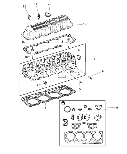 1991 Jeep Grand Wagoneer Stud Double Ended Cylinder Head Mounting Diagram for 6036162AA