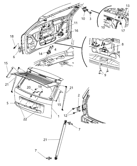 Support Liftgate Opening, Passenger Side Diagram for 68025358AA