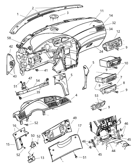 2004 Chrysler Pacifica Cover Instrument Panel Steering Column Opening Diagram for UD58XDVAC