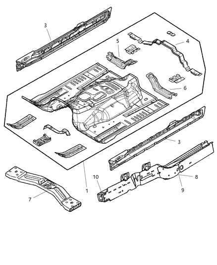 Crossmember Front Seat Retention Rear Diagram for 56052085AA