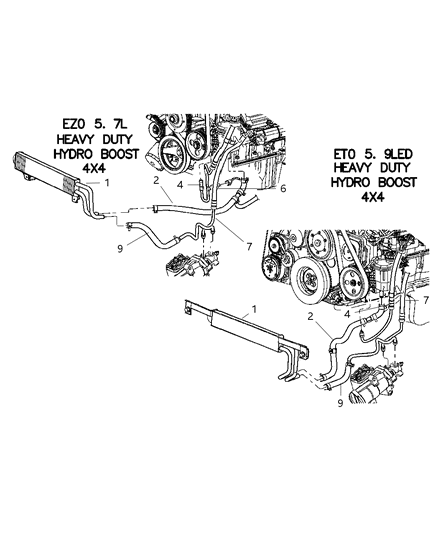 1995 Chrysler LHS Hose Power Steering Return Rcb/Rack And Pinion To Cooler Diagram for 52113125AC