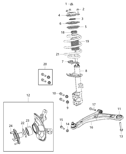 2012 Jeep Compass Strut Front Suspension Diagram for 5168167AB