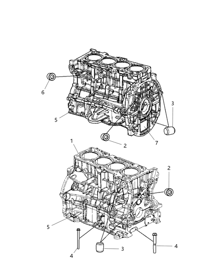 1987 Dodge D250 Engine Short Block See Note Diagram for 5183905AC