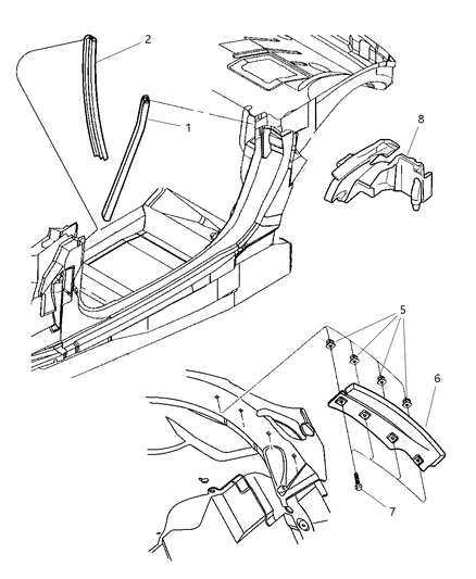 Seal Quarter Belt Trim Diagram for 4815397AC