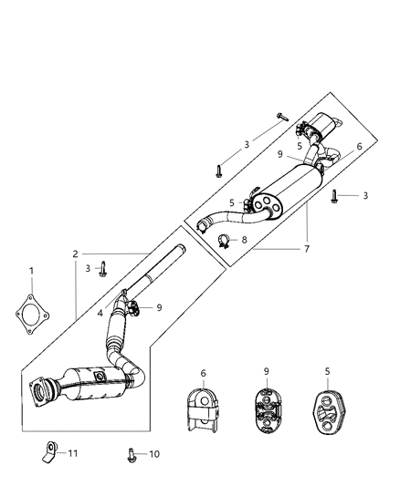 Muffler And Resonator Exhaust Diagram for 4877533AF