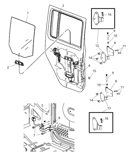 1986 Dodge D250 Glass Rear Door Diagram for 55395732AA