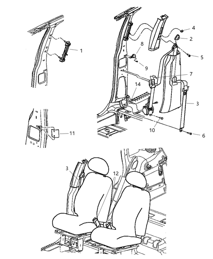 2015 Dodge Durango Cover Seat Belt Turning Loop Diagram for SE69MF1AA