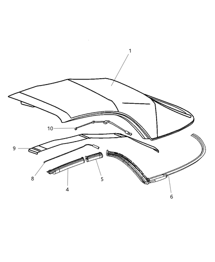 2007 Chrysler Crossfire Retainer Kit Folding Top Header Diagram for 5170489AA