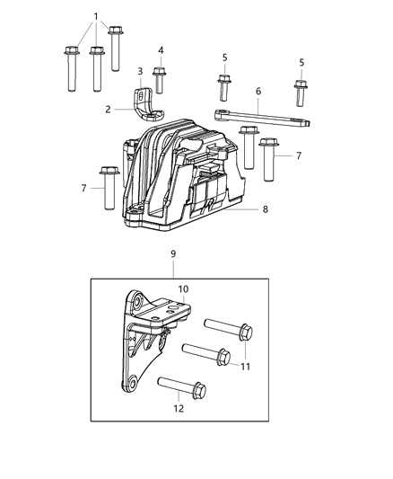 2013 Dodge Avenger Bracket Engine Mount Diagram for 68084051AA