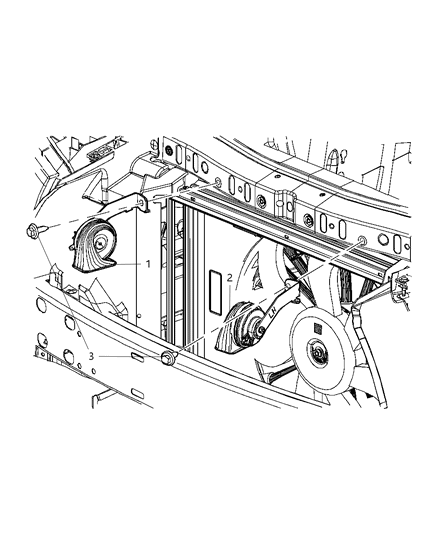 2012 Chrysler 300 Horn And Bracket High Note Diagram for 56046501AC