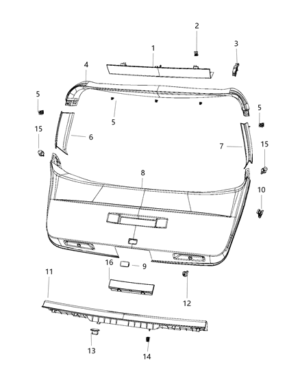 Plug Liftgate Trim Panel Diagram for 1MK96DX9AA